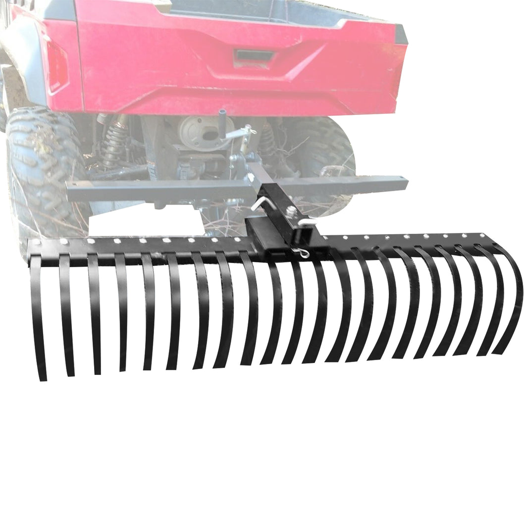 Kojem 5FT Pine Straw Rake Landscape Driveaway Lawn Yard Beach Cleaning for ATV UTV SxS 48 or 60 Tool Bar & 3 Point Hitch