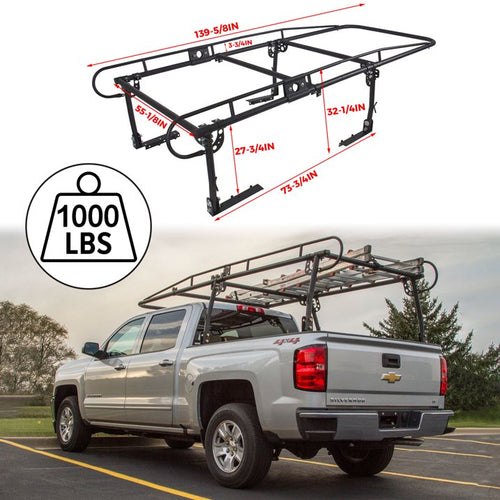 Kojem 60 Inch Universal Kayak Lumber Rack - Supports up to 1000 lbs - Adjustable Truck Bed Rack for Contractors, Ladders, Pickup Side Bars, Long Cabs, and Over-Cab Use