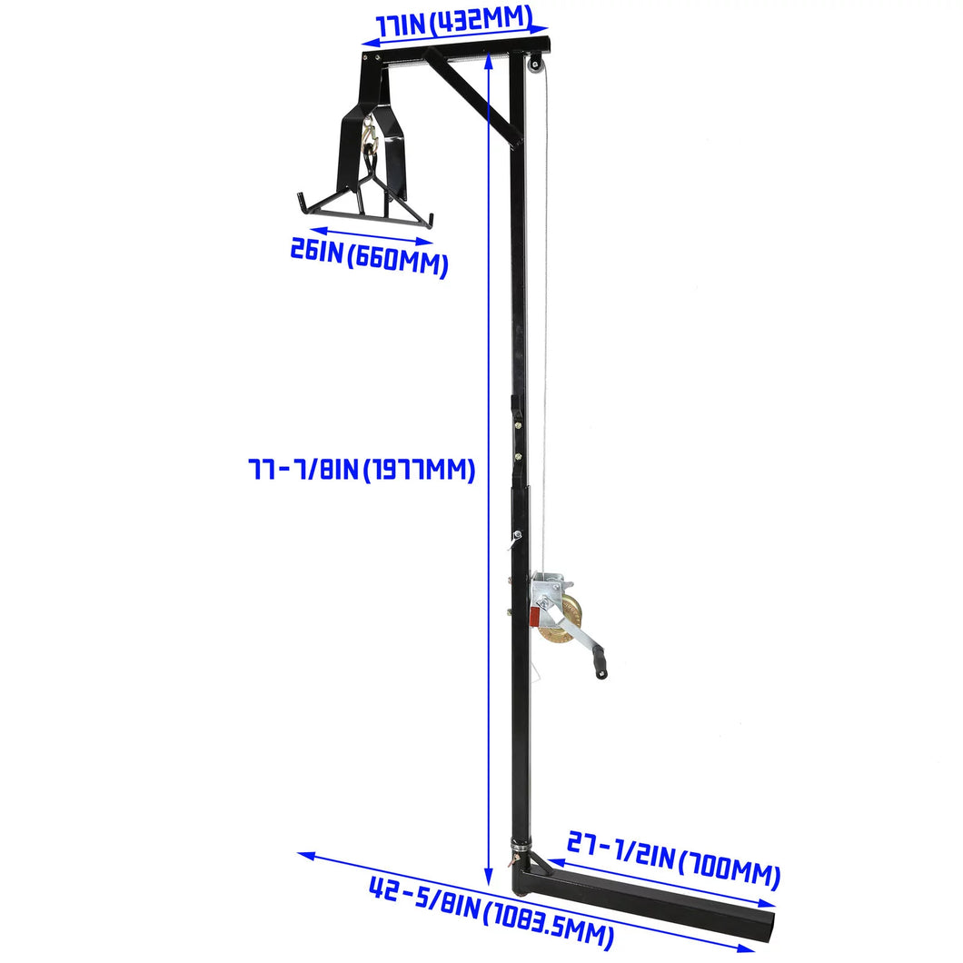 Hitch Mounted Deer Hoist 600lbs Capacity 2'' Truck Hitch Game Hoist 360 Degrees Swivel