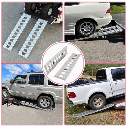 Kojem 60x15 Aluminum Loading Trailer Ramps for Truck Car Auto ATV UTV 6800 LBS Universal Hook Attaching End Knife Foot 1 pair