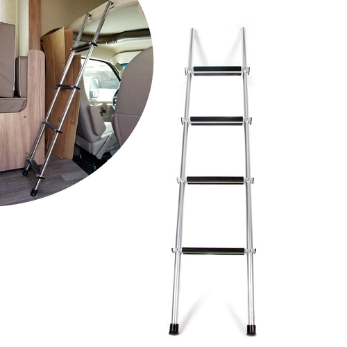 Kojem 60 Bunk Ladder Mount Boarding Ladder with Hook & Rubber Foot Pads 4 Step RV Bunk Ladder Dorm Loft Ladder