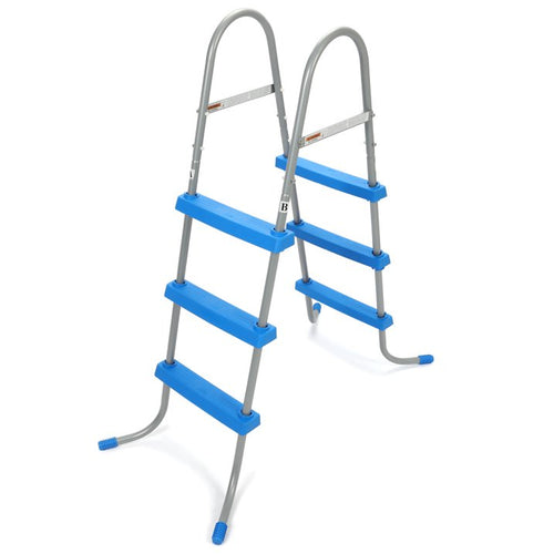 Kojem 36 inch Steel Pool Ladder with 3 Steps for Above Ground Pools, Inflatable Swimming Pools, and Backyard Pools - Blue