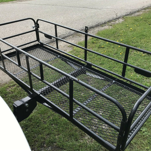 Kojem 60 Folding Hitch Cargo Mount Carrier Basket - 60x 24x 14 Long Luggage Rack with 2 Receiver for Space Saving